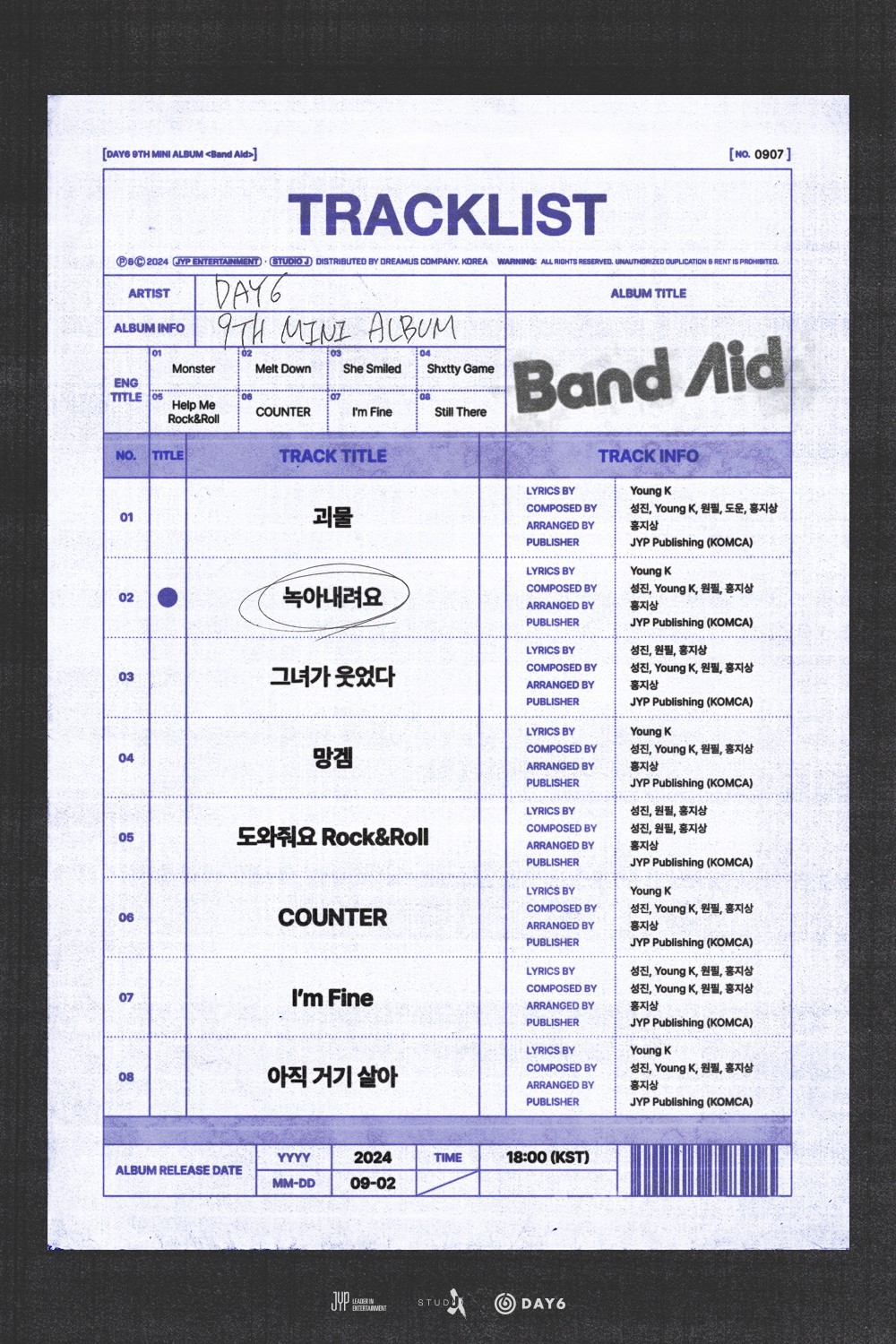 DAY6, New Album Tracklist… “All Members Participated in Writing and Composing”