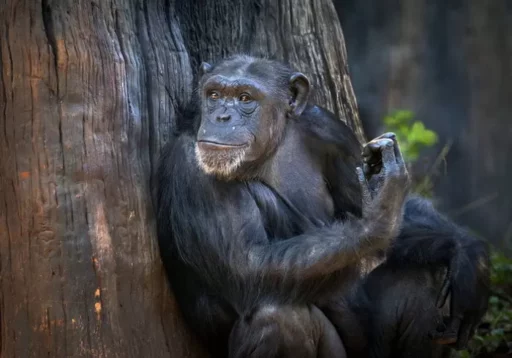 Chimpanzees drumming on wood like drums… Turns out they were doing ‘this’ with a friend 1km away.