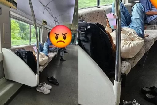 “Occupying 5 Seats and Lying Down”… The Unimaginable ‘Barefoot Villain’ Captured on the Mugunghwa Train